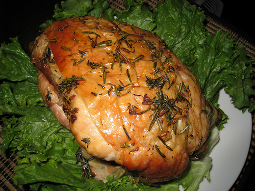 Rosemary turkey breast roasted in an oven bag