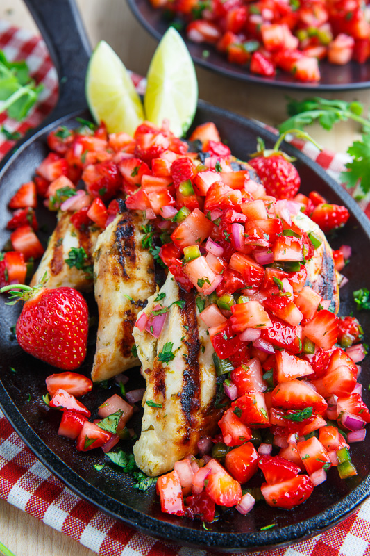 Cilantro Lime Grilled Chicken with Strawberry Salsa - Closet Cooking
