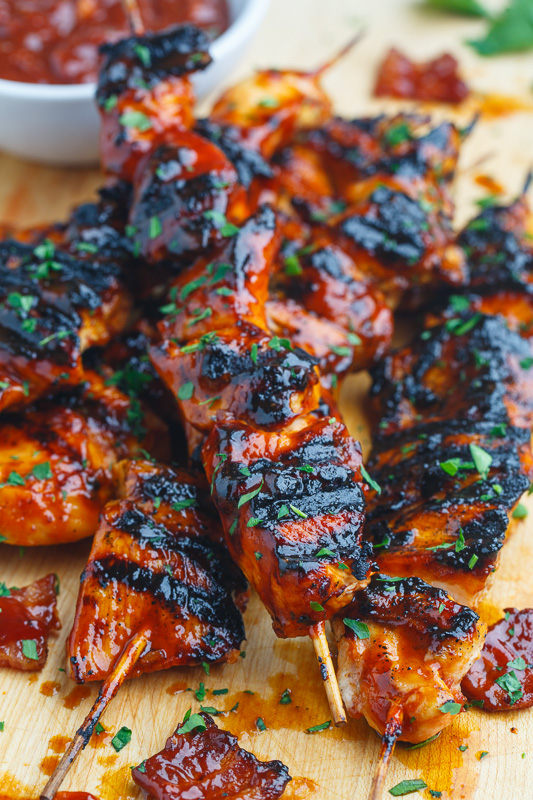 Bacon BBQ Chicken Skewers