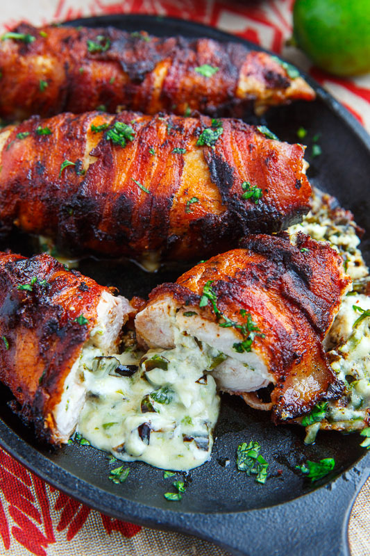 Bacon Wrapped Jalapeno Popper Stuffed Chicken