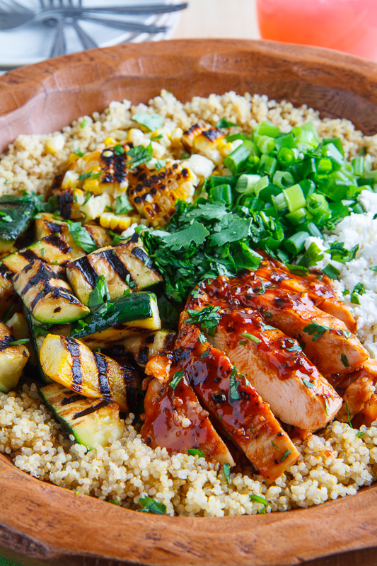 Grilled BBQ Chicken, Zucchini and Corn Quinoa Salad