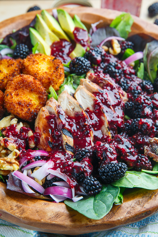 Blackberry Balsamic Grilled Chicken Salad with Crispy Fried Goat Cheese ...
