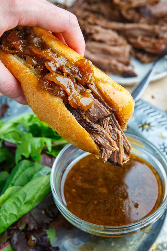 Slow Cooker Roast Beef French Dip Sandwich - Closet Cooking