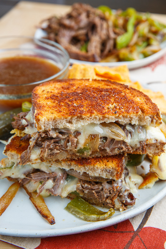 Slow Cooker Roast Beef Philly Cheesesteak French Dip Grilled Cheese ...