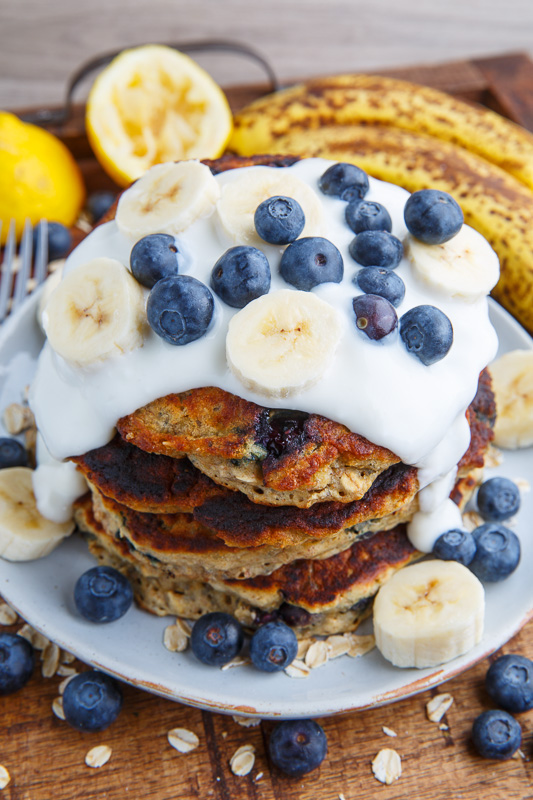 Blueberry Banana Oatmeal Pancakes