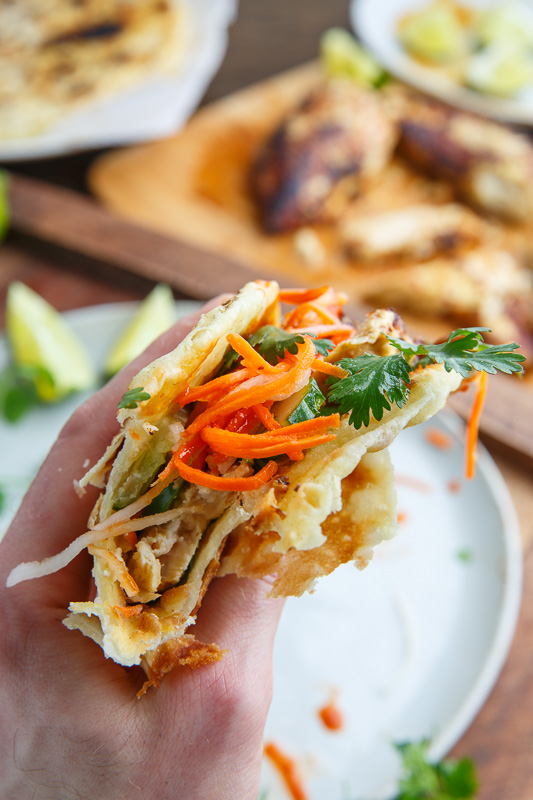 Lemongrass Chicken Banh Mi Paratha Tacos - Closet Cooking