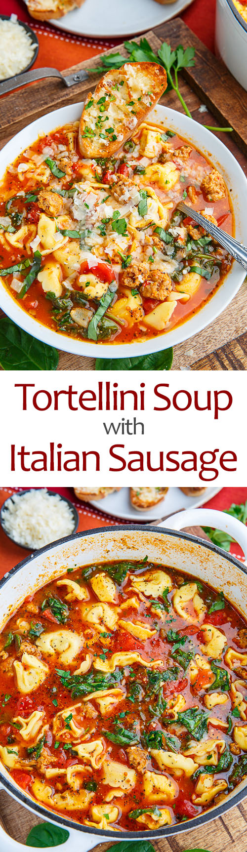 Tortellini Soup with Italian Sausage & Spinach - Closet Cooking