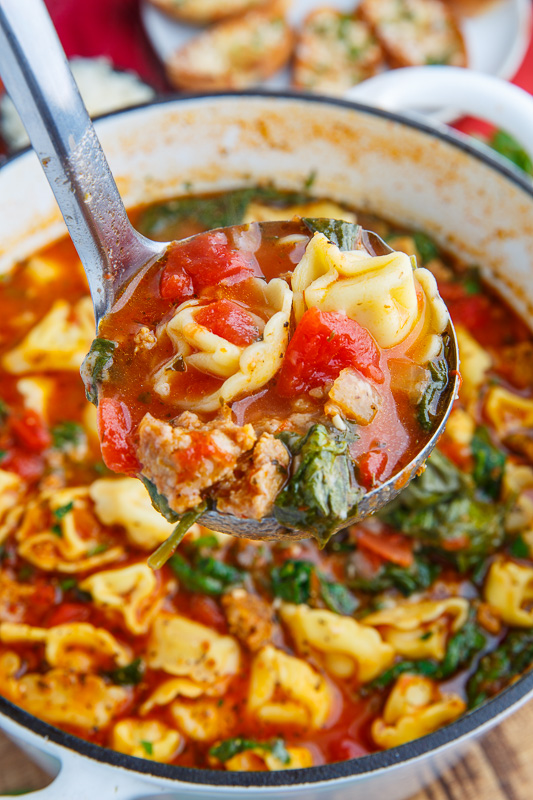 Tortellini Soup with Italian Sausage & Spinach - Closet Cooking