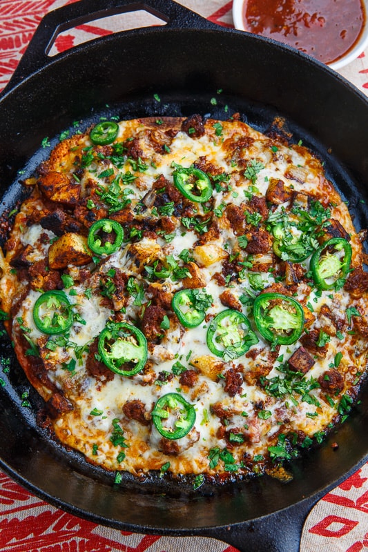 Crispy Chorizo and Potato Tortilla Skillet Pizza - Closet Cooking