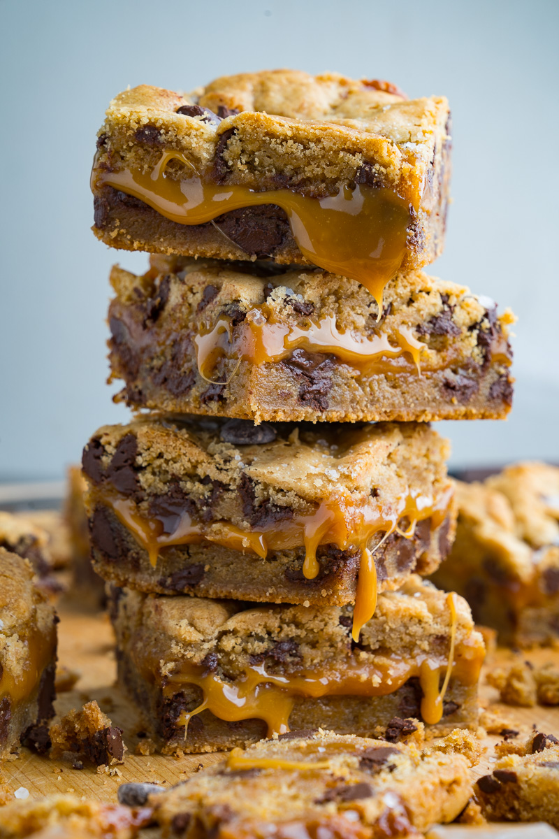 Salted Caramel Chocolate Chip Cookie Bars - Closet Cooking