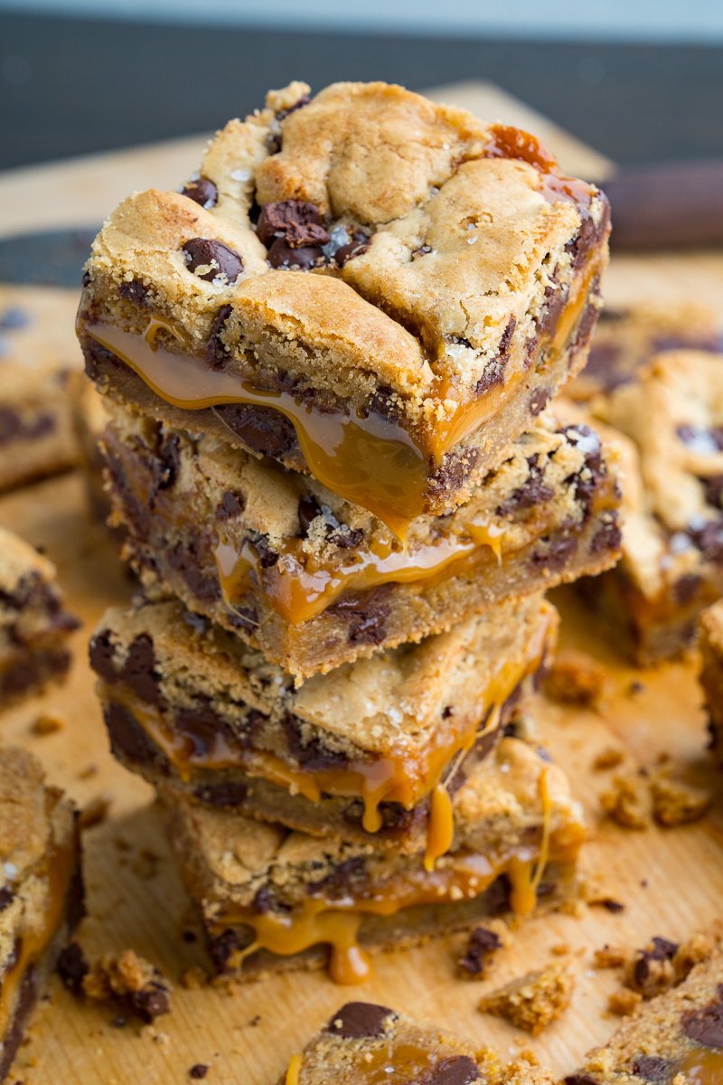 Salted Caramel Chocolate Chip Cookie Bars - Closet Cooking