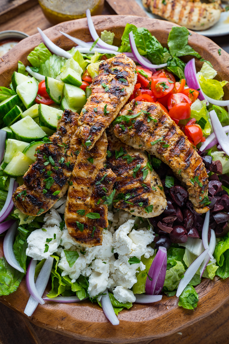 Greek Style Grilled Chicken Salad - Closet Cooking