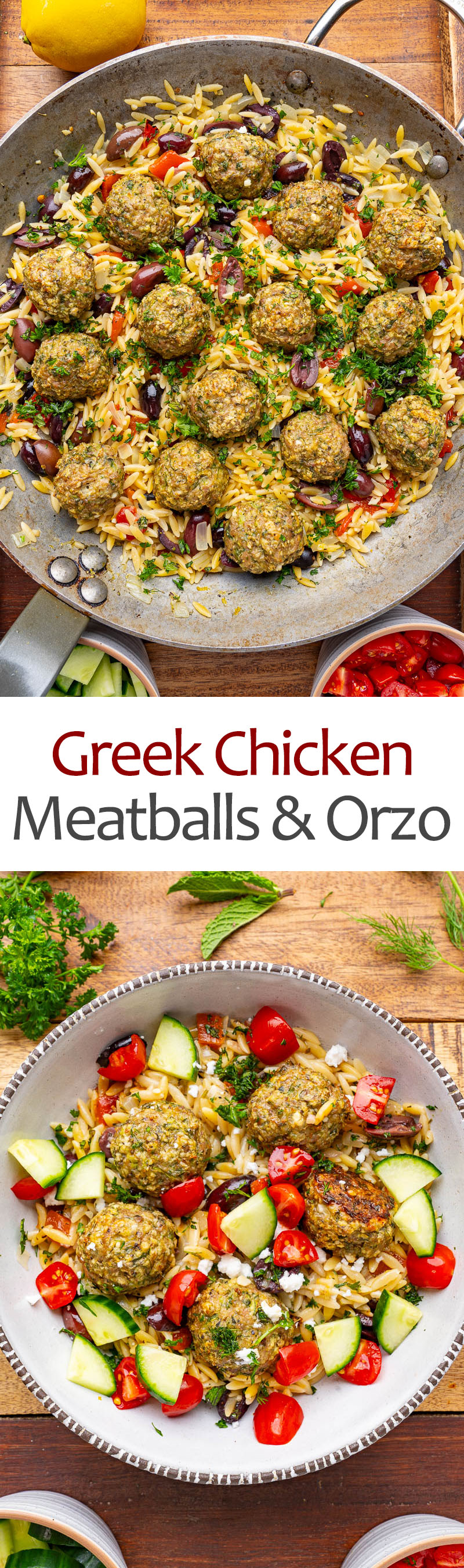 Greek Chicken Meatballs and Orzo